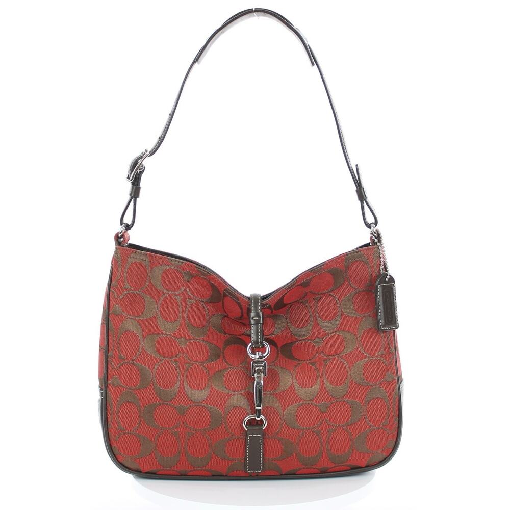 Coach Vintage Red Signature Canvas Hobo Shoulder Bag 6091